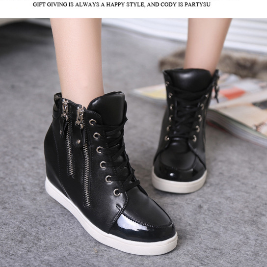 The Korean Side Zipper Soft Bottom Shoes Increased Leisure Women Shoe ...